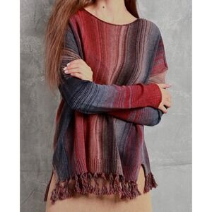 Maude Vivante Anthropologie Fringe Knit Sweater Hippie Festival Boho Cottagecore